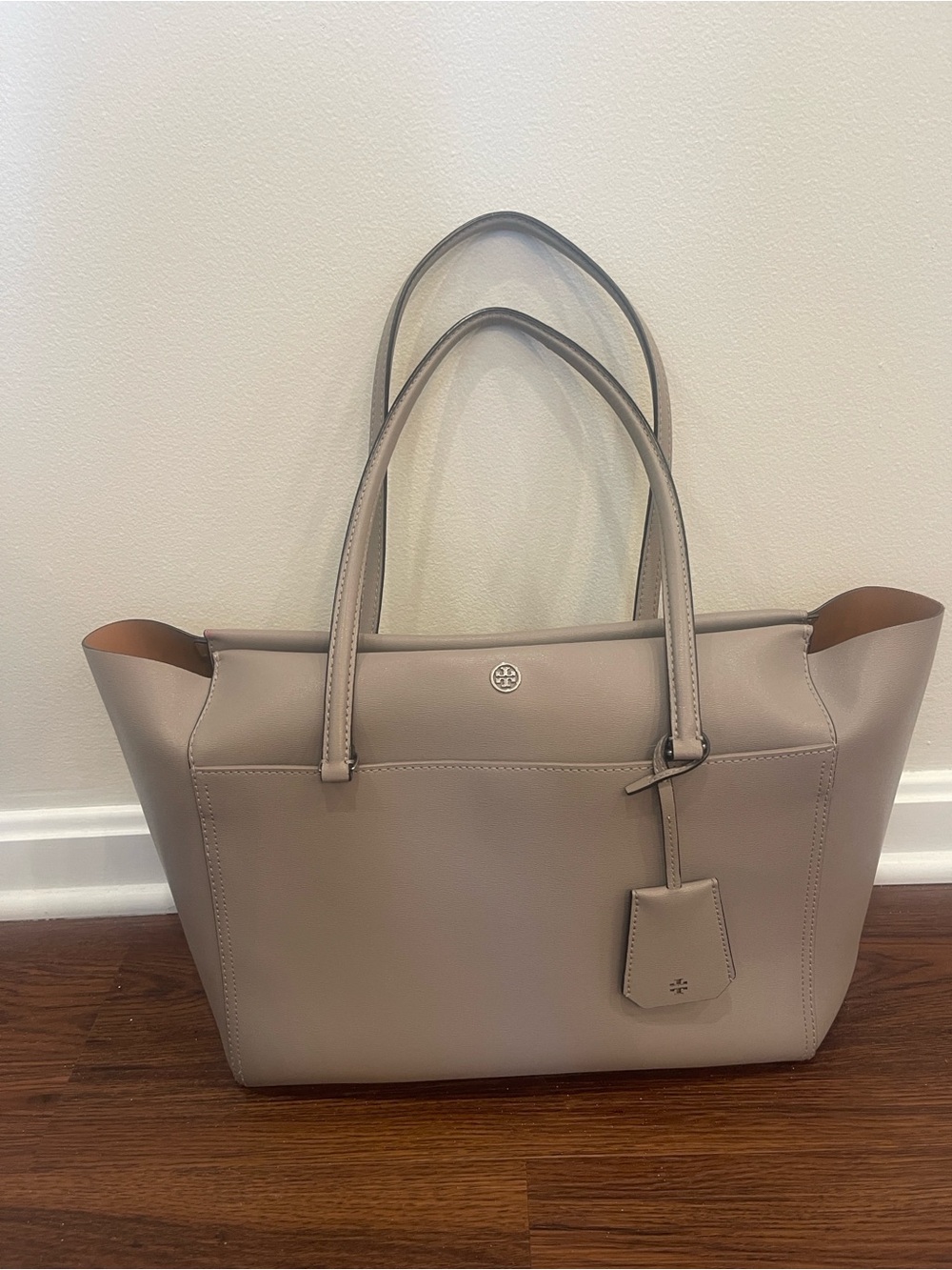 Tory Burch Neutral Taupe Leather Tote